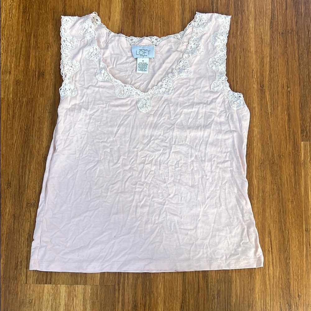 LOFT pink lace Sleeveless Tank Top